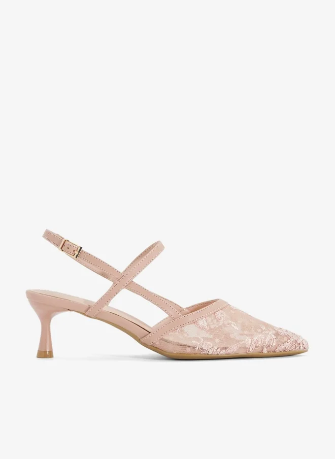 ايلا حذاء بكعب عالي بشريط خلفي دانتيل