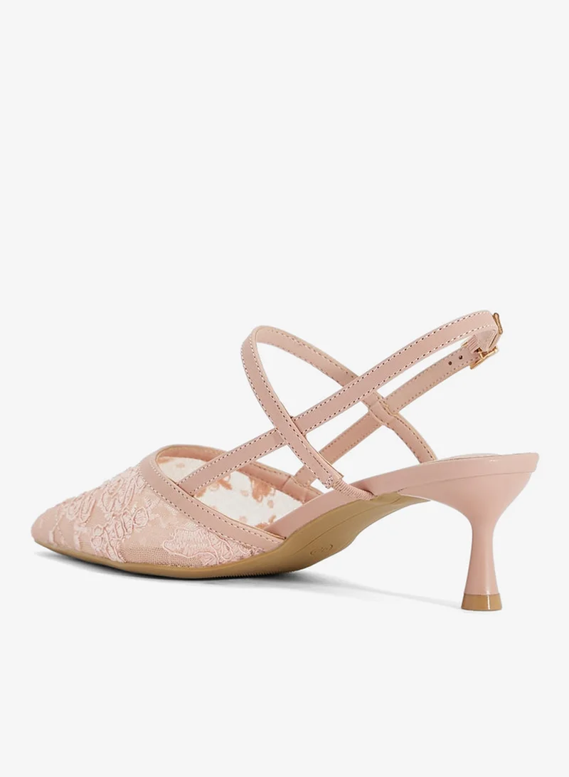 Ella Pink Lace Sling Back Pump for Women | Best Price UAE