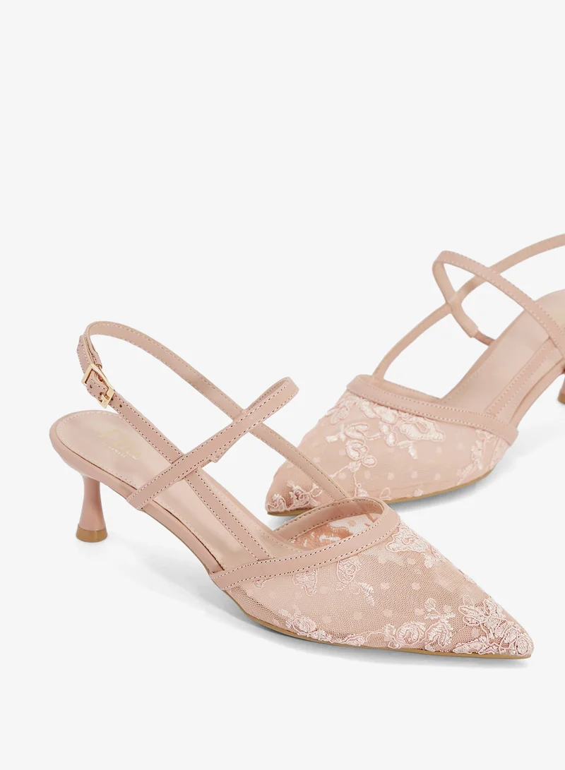 Ella Pink Lace Sling Back Pump for Women | Best Price UAE