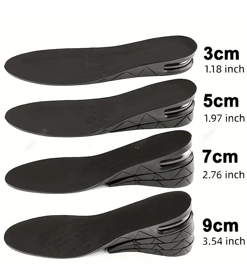 4 2pcs Unisex Height Increasing Insoles With Heel Pads Adjustable Removable Inner Invisible Half Insoles Air Cushion Sports Shock Absorbing Comfortable 3cm 1.18in Enhance Stability - Image 1