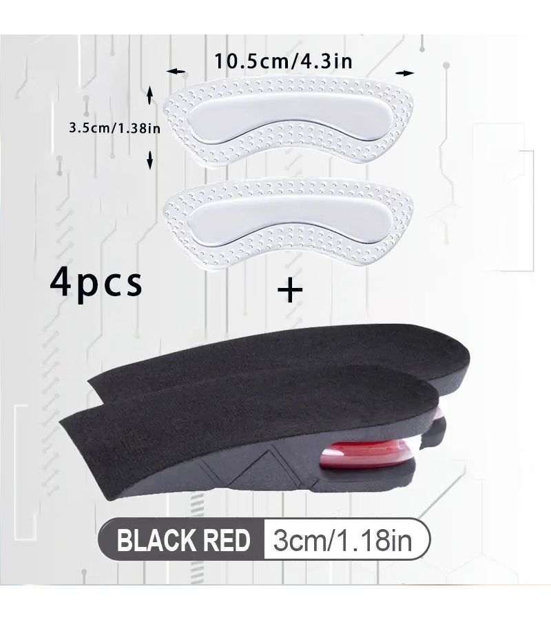 4 2pcs Unisex Height Increasing Insoles With Heel Pads Adjustable Removable Inner Invisible Half Insoles Air Cushion Sports Shock Absorbing Comfortable 3cm 1.18in Enhance Stability - Image 5