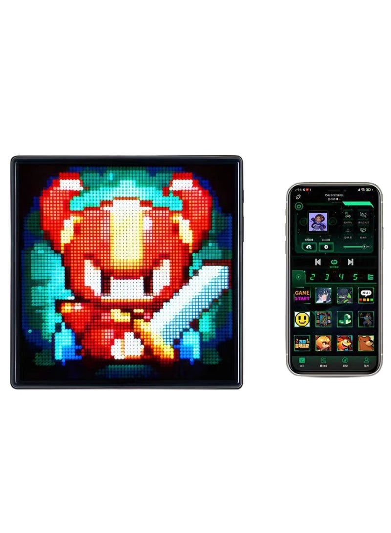 شو وو لوحة مصفوفة LED RGB USB 64 × 64 مع حامل مكتب، شاشة عرض فنية قابلة للبرمجة مع تحكم تطبيقي لتزيين المكتب/غرفة الحائط، إطارات صور فنية جدارية LED للكتابة على الجدران والنصوص والرسوم المتحركة والساعة - Image 1