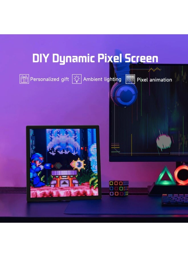 شو وو لوحة مصفوفة LED RGB USB 64 × 64 مع حامل مكتب، شاشة عرض فنية قابلة للبرمجة مع تحكم تطبيقي لتزيين المكتب/غرفة الحائط، إطارات صور فنية جدارية LED للكتابة على الجدران والنصوص والرسوم المتحركة والساعة - Image 3