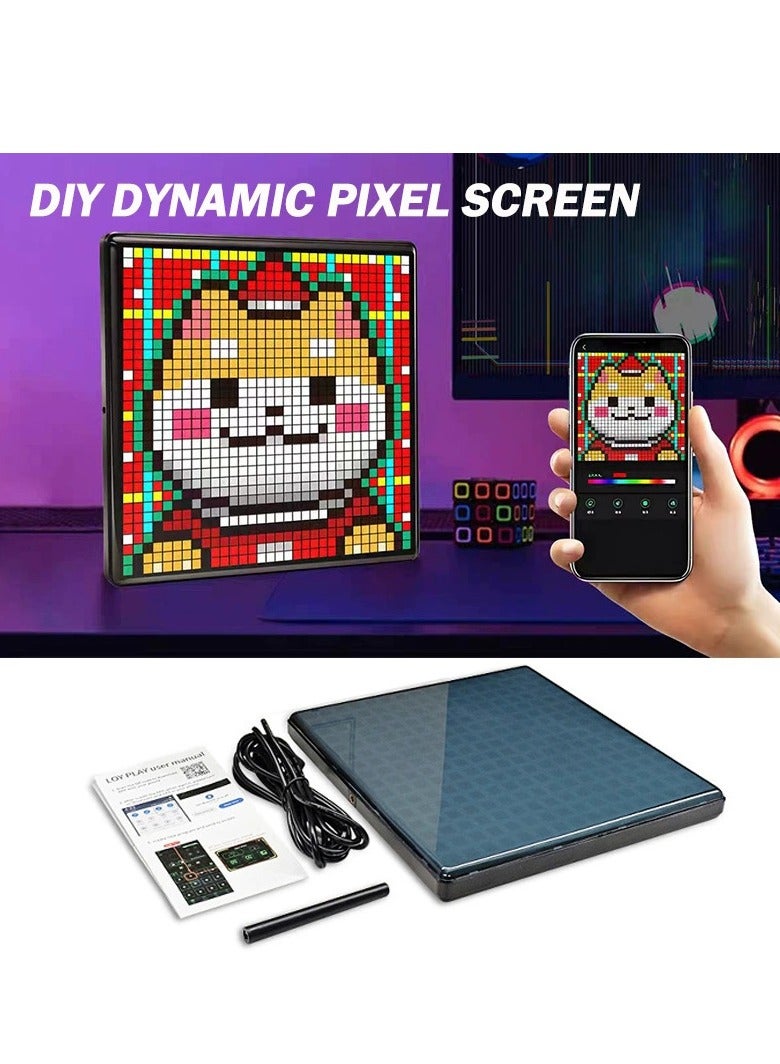 شو وو لوحة مصفوفة LED RGB USB 64 × 64 مع حامل مكتب، شاشة عرض فنية قابلة للبرمجة مع تحكم تطبيقي لتزيين المكتب/غرفة الحائط، إطارات صور فنية جدارية LED للكتابة على الجدران والنصوص والرسوم المتحركة والساعة - Image 5