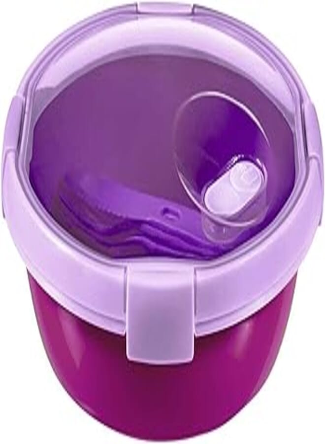 Curver To Go Lunchbox + Cutlery & Accessories BPA free (Purple, Round-1L)