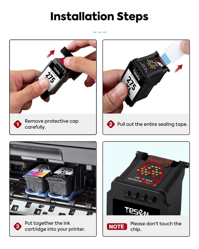 TESEN PG-275XL CL-276XL Replacement for Canon Ink 275 and 276 PG275 CL276 275XL 276XL Ink Cartridge Combo Pack for PIXMA TR4720 TS3522 TS3500 TR4700 TR4722 TS3720 printer Ink Cartridge (Black Color,2-Pack) - Image 4
