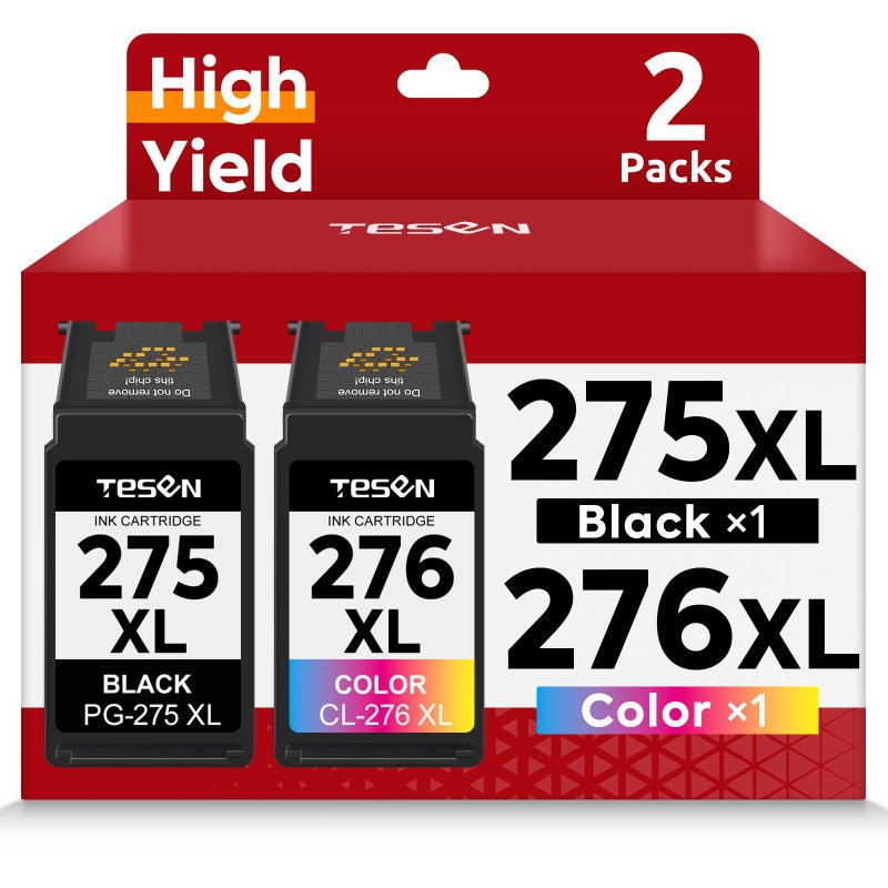 TESEN PG-275XL CL-276XL Replacement for Canon Ink 275 and 276 PG275 CL276 275XL 276XL Ink Cartridge Combo Pack for PIXMA TR4720 TS3522 TS3500 TR4700 TR4722 TS3720 printer Ink Cartridge (Black Color,2-Pack) - Image 1