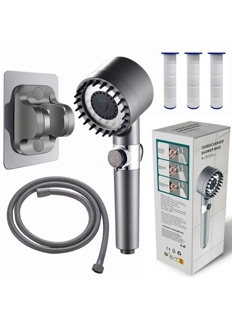 ABJ Shower Head with Handheld, Shower Heads High Pressure, High Flow Even with Low Water Pressure Held Showerhead Set, Filtered Showerhead with hose 60", Bracket, Rubber Washers, and with three Filters - Image 1