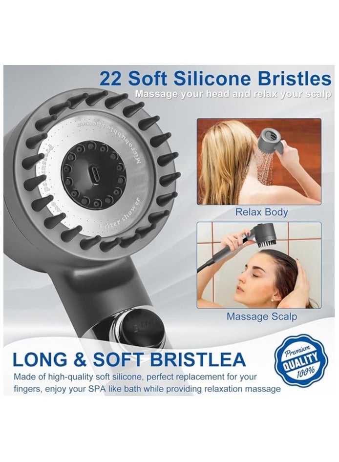 ABJ Shower Head with Handheld, Shower Heads High Pressure, High Flow Even with Low Water Pressure Held Showerhead Set, Filtered Showerhead with hose 60", Bracket, Rubber Washers, and with three Filters - Image 4