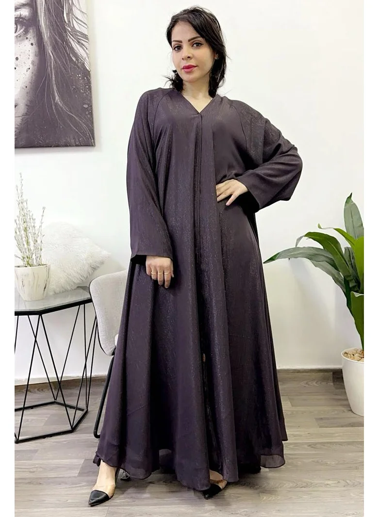 Fashion Line Abaya Shining Jorzet  V-Neck Kuwait Closh Maroon