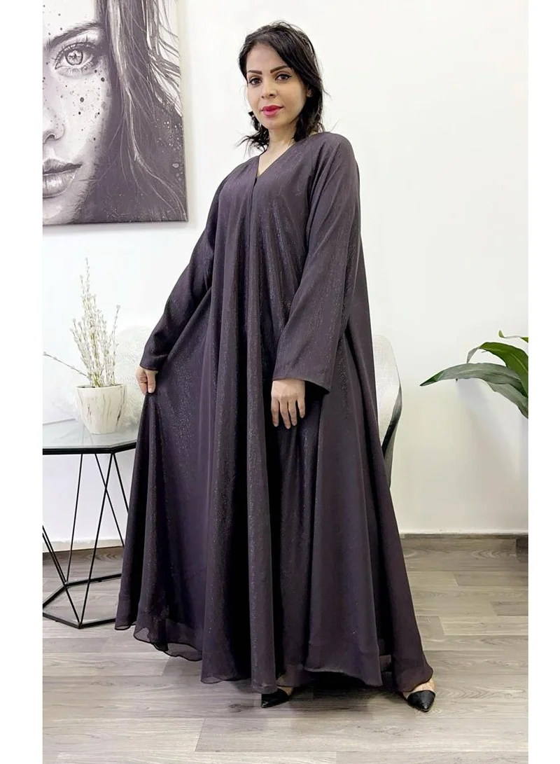 Fashion Line Abaya Shining Jorzet  V-Neck Kuwait Closh Maroon