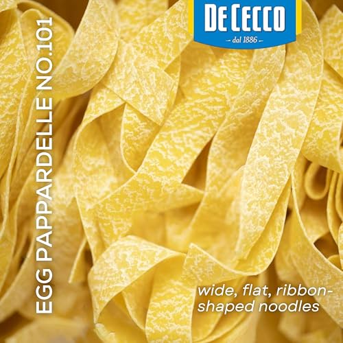 De Cecco Egg Pappardelle No. 101 Pasta, 8.8 Oz, Authentic, Slow Dried, Made with Cage Free Eggs & Durum Wheat, Versatile Pasta for Sauces & Recipes, Made in Italy - Image 3