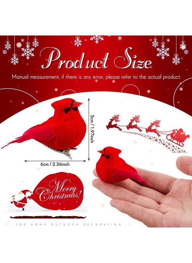 Taiyin Taiyin 36 Pcs Red Cardinal with Clip on Christmas Tree Ornament Mini Red Feather Fake Birds Decorations Bird Craft Ornament for Christmas Tree Home Outdoor Wreath Arts Decoration  - Image 2