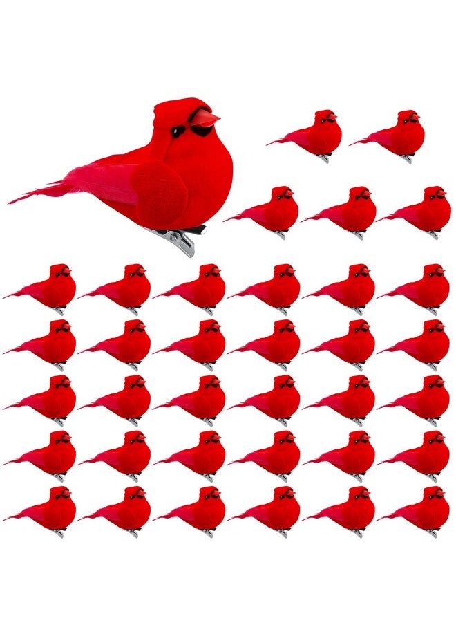 Taiyin Taiyin 36 Pcs Red Cardinal with Clip on Christmas Tree Ornament Mini Red Feather Fake Birds Decorations Bird Craft Ornament for Christmas Tree Home Outdoor Wreath Arts Decoration  - Image 1