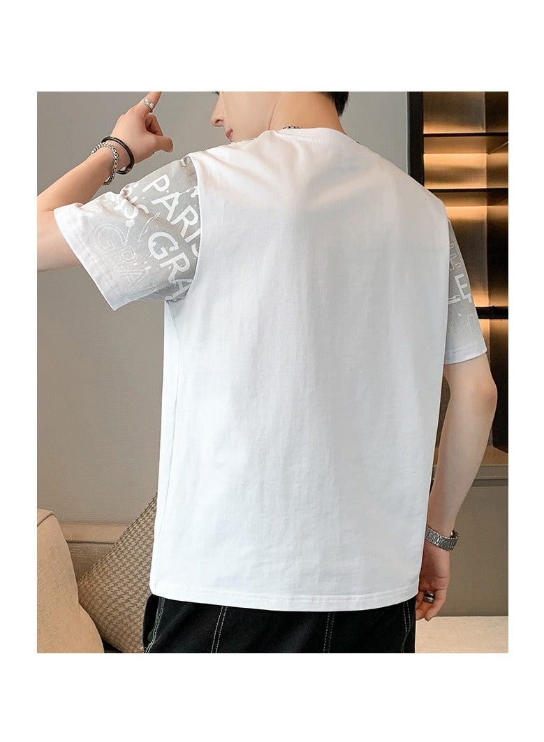 Large Size Fashionable Men's Gradient Color Casual Round Neck T-shirt  - Image 3