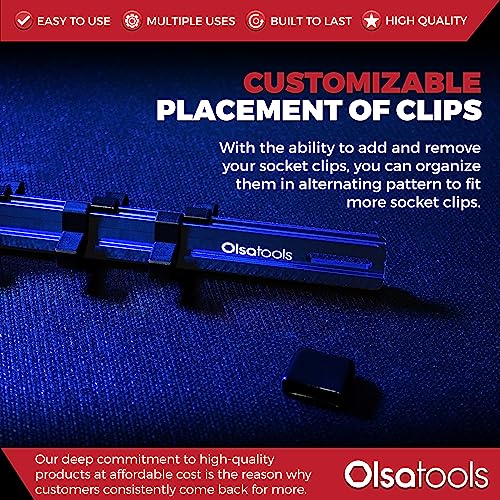 Olsa Tools Socket Organizer - 3/8-Inch Drive Blue Holder - Stores 18 Chrome or Impact Sockets - Professional Grade Metric or SAE Socket Organizer - Professional-Grade - Part 1014 - Image 5