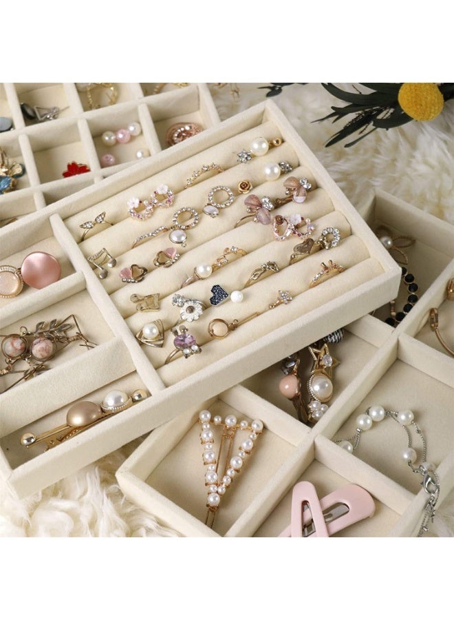 Bukela Jewelry Trays Organizer Set for Drawers Stackable Jewellery Inserts Dividers Box Jewelry Drawer Dividers Storage Organiser Compartments Earring Necklace Bracelet Ring Organizer, 4 Style (Beige) - Image 5