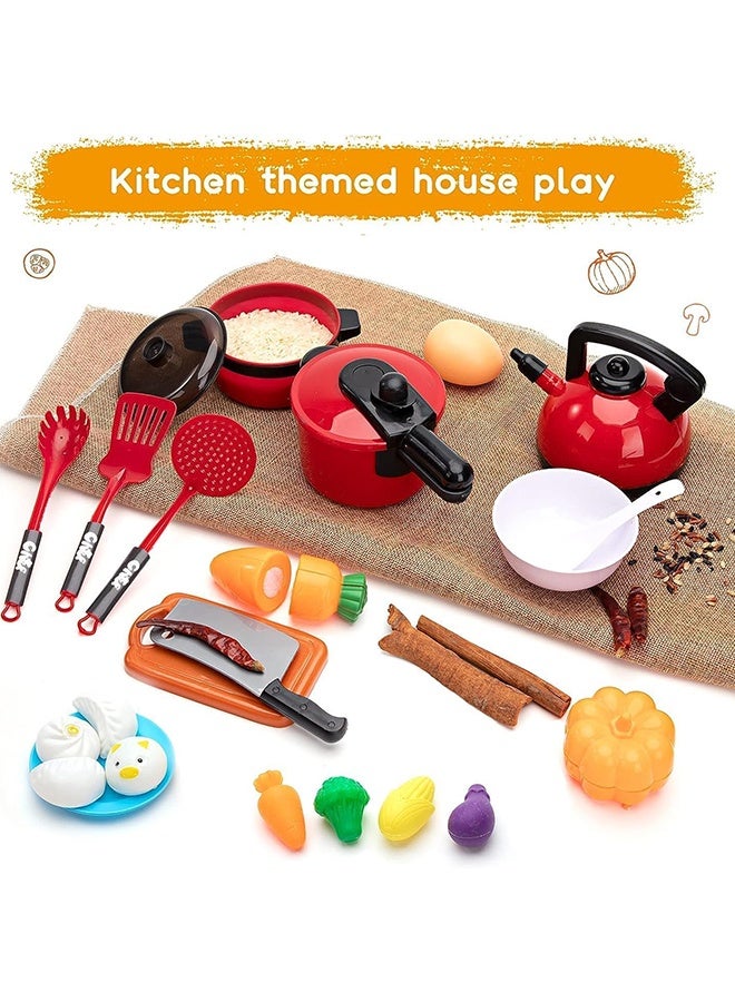 كوجيس مجموعة ألعاب المطبخ للأطفال مكونة من 71 قطعة، لعبة محاكاة محمولة لطهي الطعام بالحث الحراري، أدوات مائدة للطهي، ألعاب فواكه، أدوات مطبخ مع تأثيرات صوتية، أنماط لعب مختلفة - Image 4