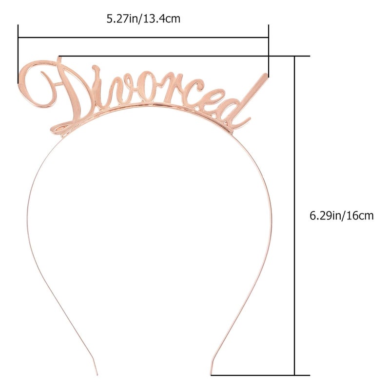 2pcs Women’s Divorced Party Hair Hoops Headband Set, Alloy Metal Simple Headwear for Newly Divorced Celebration, Golden and Rose Gold Colors - Image 2
