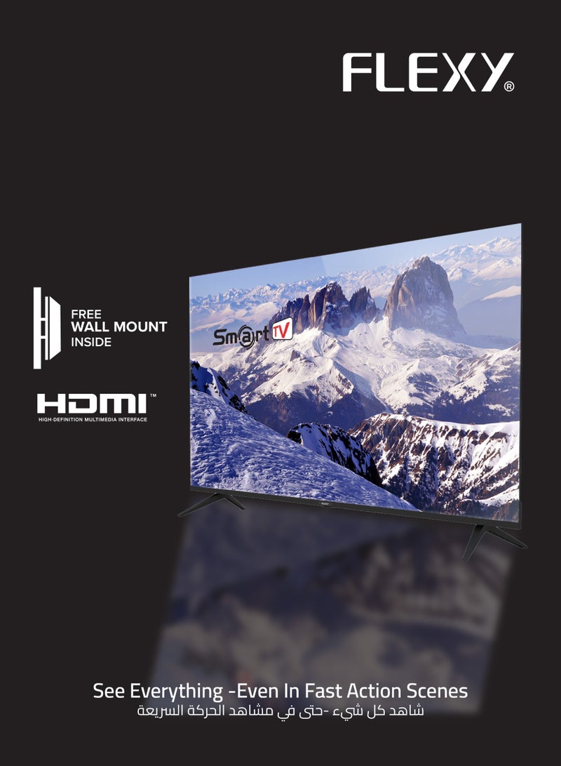 FLEXY 43" Smart Android TV 4K UHD, Wide View, HDMI/USB, Powerful Audio, Slim Bezel, Built-in Apps, Free Wall Mount, 2-Year Warranty - Image 3