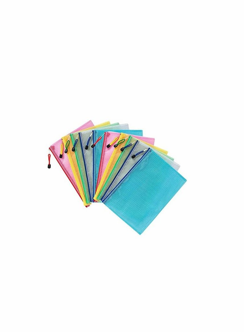 KASTWAVE 10Pcs Zipper File Bags, Zipper Pouch, PVC Document Bag Zipper Folders Document Pouch Receipts Organizer for Office School Home Travel, 13.4 x 9.4 Inches  - Image 1