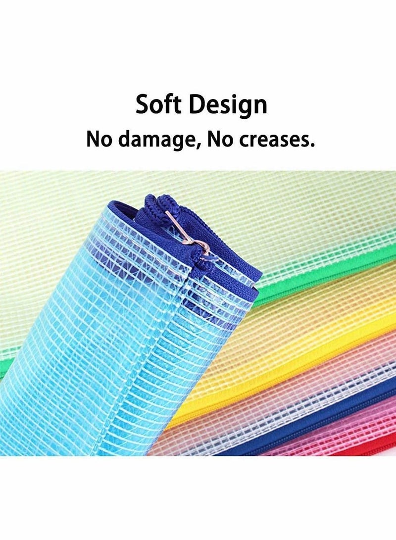 KASTWAVE 10Pcs Zipper File Bags, Zipper Pouch, PVC Document Bag Zipper Folders Document Pouch Receipts Organizer for Office School Home Travel, 13.4 x 9.4 Inches  - Image 4