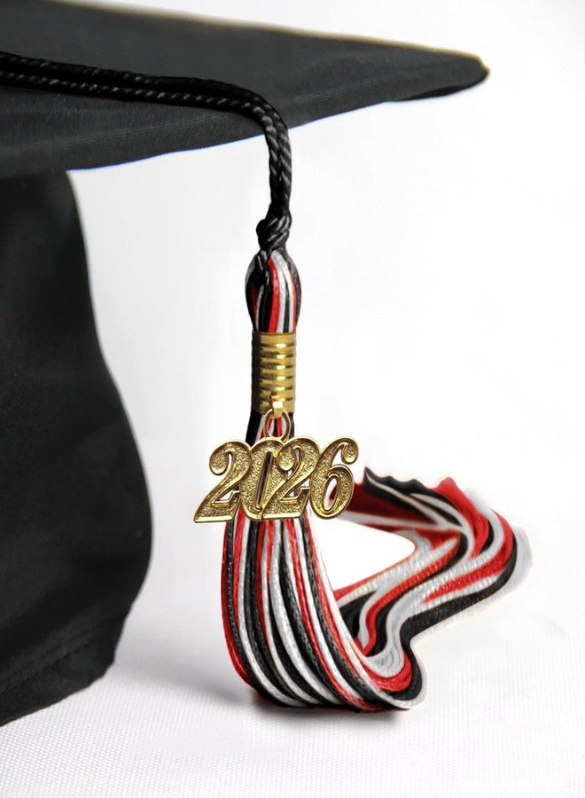 Endea Graduation شرابة تخرج إنديا ثلاثية الألوان مختلطة مع قطرة ذهبية على شكل تاريخ (أسود/أحمر/أبيض، 2026) - Image 4