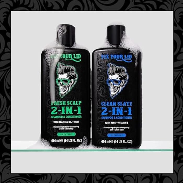 Fix Your Lid Clean Slate 2-in-1 Shampoo and Conditioner for Men | Deep Cleansing Formula with Aloe and Vitamin E | Removes Oil, Buildup and Conditions, 14 fl oz - Image 4