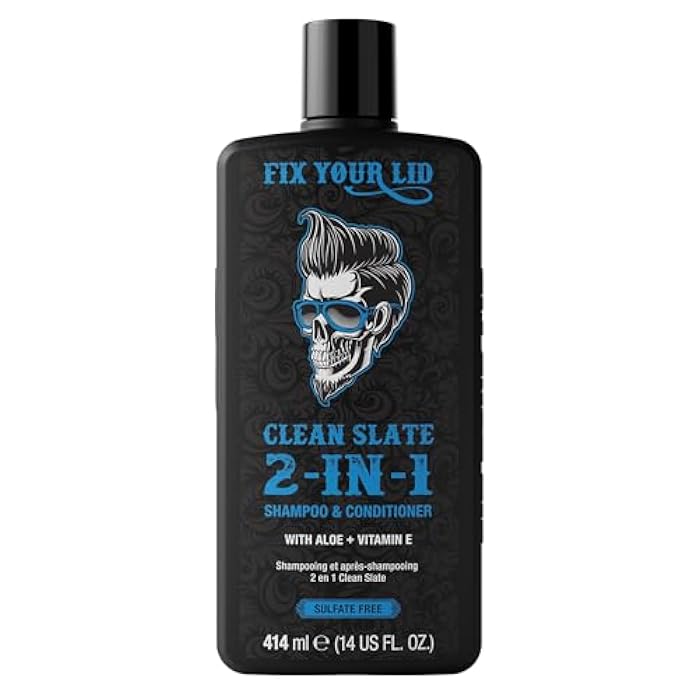 Fix Your Lid Clean Slate 2-in-1 Shampoo and Conditioner for Men | Deep Cleansing Formula with Aloe and Vitamin E | Removes Oil, Buildup and Conditions, 14 fl oz - Image 1