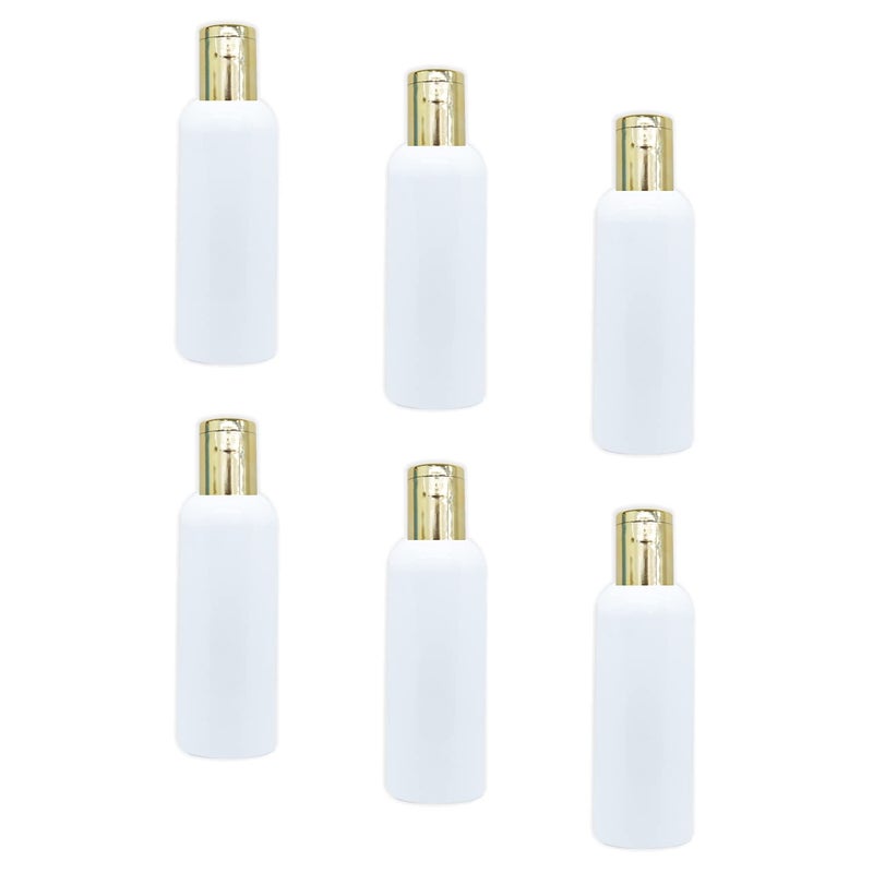 MYOC 100ml White Cosmetic Grade HDPE Bottles Pack of 6 Refillable Reusable with Golden Fliptop Caps for Shampoo Massage Hair Oil Multipurpose Use - Image 1