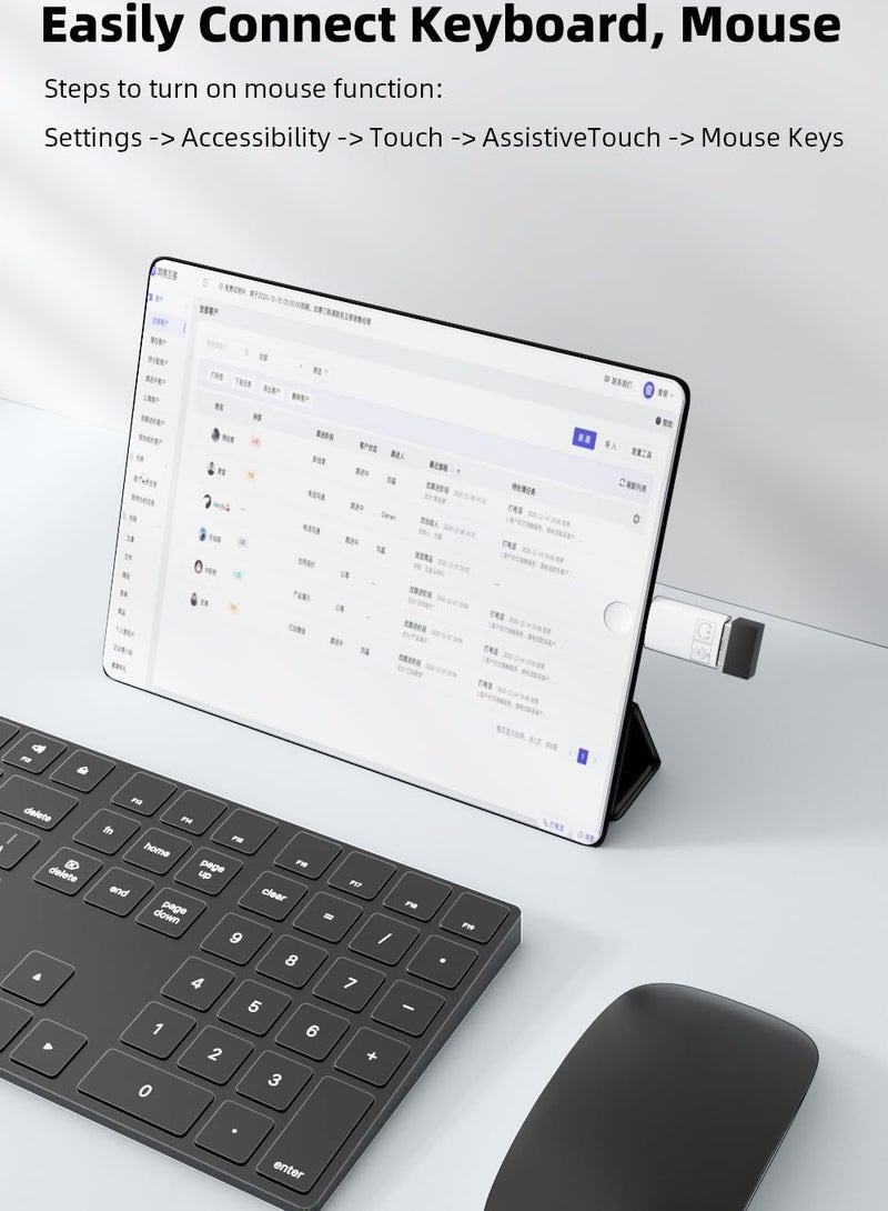 2 Pack Lightning to USB C Adapter, USB C/USB 3.0 Female to Lightning Male OTG Adapter for iPhone/iPad, Support Connect Card Reader, U Disk, USB Flash Drive, Keyboard, Mouse and More