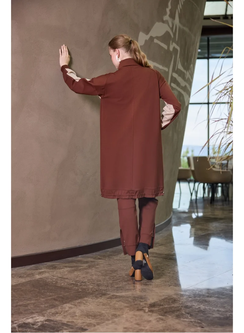 MissWhence  Modern Panelled Zip Midi - Cinnamon for Women | Best Price UAE