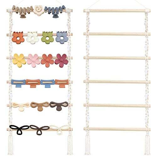 SNOWSTAR Macrame Hair Claw Clip OrganizerHanging Hair Clip Holder and Storage for Women GirlsClaw Clip Hanger Home Decor for WallDoorCloset