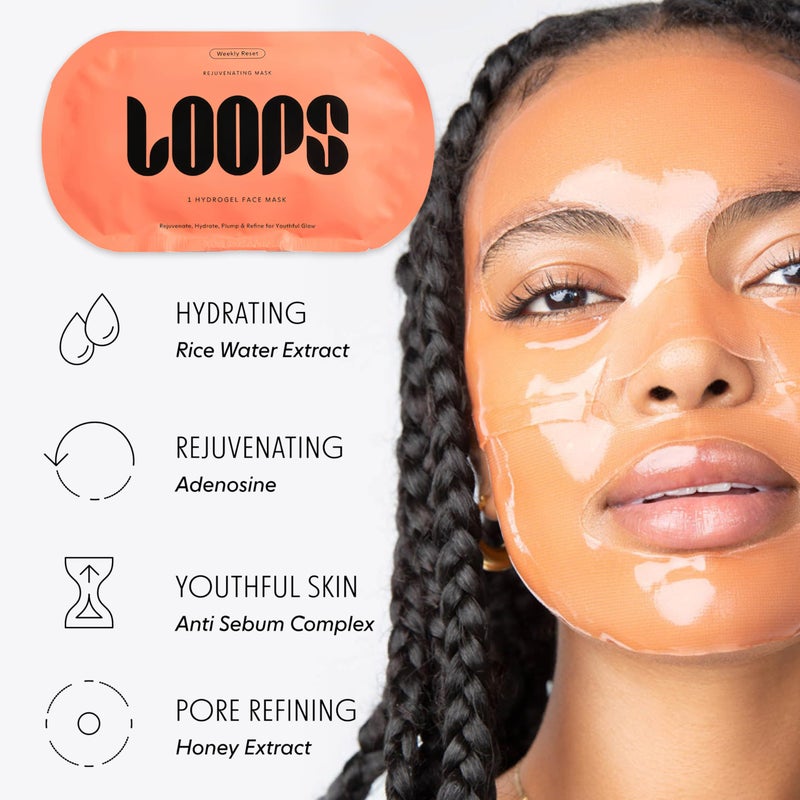 LOOPS WEEKLY RESET - Rejuvenating Hydrogel Face Masks - Rejuvenate, Hydrate, Refine, Visibly Plump - Moisturizing & Pore Refining - Glowing Skin Mask Face Mask Reduces Signs of Puffiness, 5pc - Image 3