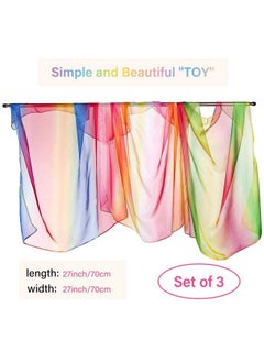 Geyoga 27 Inch Square Play Silk Scarf Set Of 3 Rainbow Sweet Fabric Play Scarves Juggling Silk Dance Scarves For Kids Toddlers Pretend And Creative Play Dress Up And Childhood Fun  - Image 3