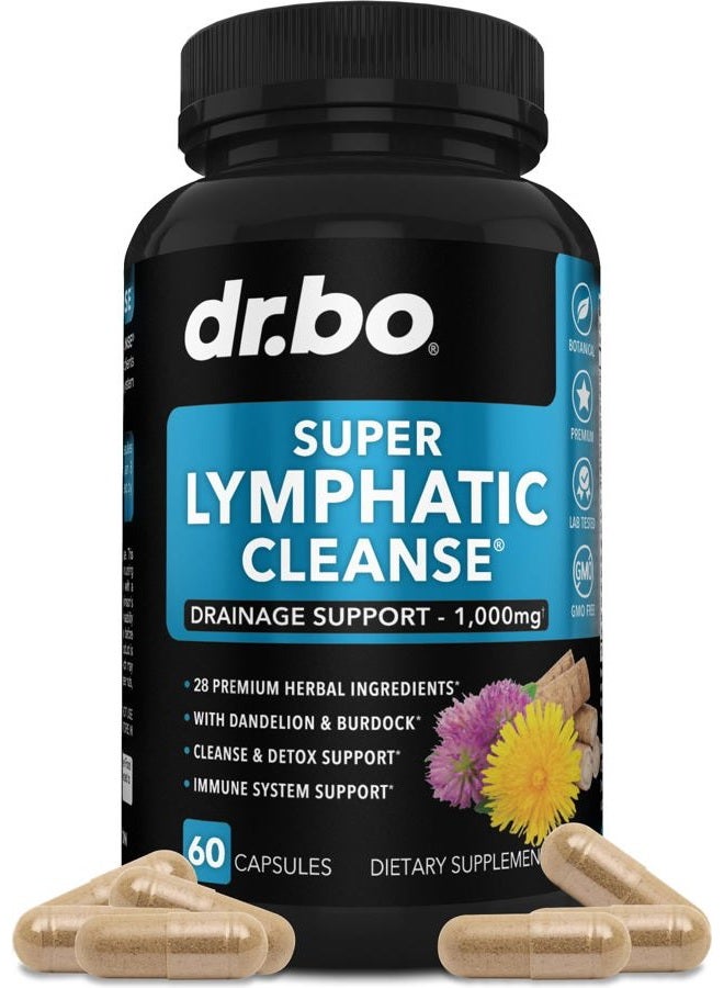 dr.bo Lymphatic Drainage Supplements Pills - Lymphatic Support Total Herbal Cleanse Products Echinacea, Ginger, Dandelion, Red Root & Red Clover Supplement - Lymph Node Detox Cleanse Lymph System Drainage - Image 1