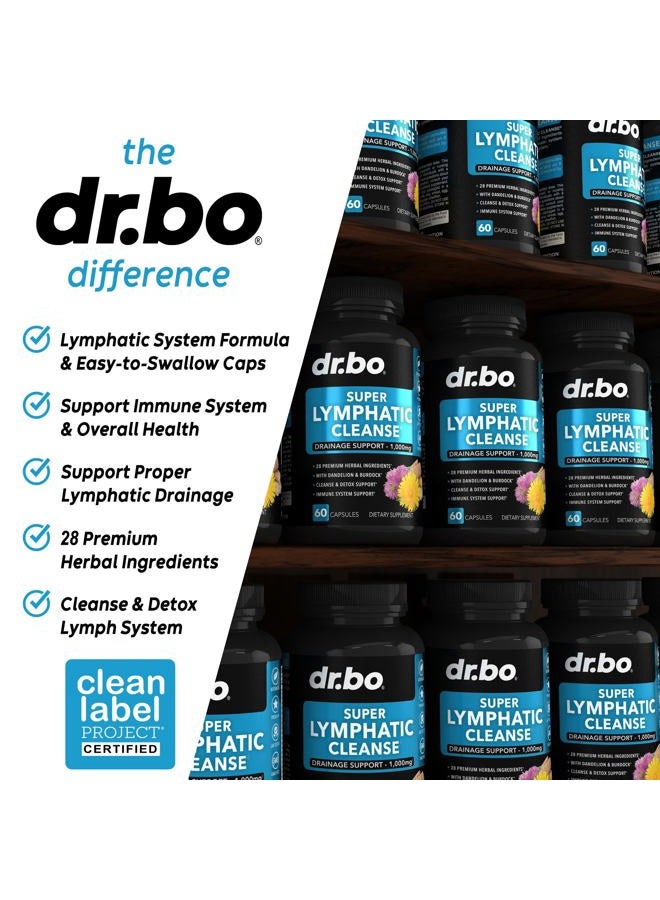 dr.bo Lymphatic Drainage Supplements Pills - Lymphatic Support Total Herbal Cleanse Products Echinacea, Ginger, Dandelion, Red Root & Red Clover Supplement - Lymph Node Detox Cleanse Lymph System Drainage - Image 4