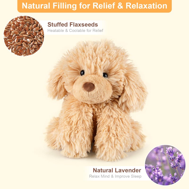SuzziPals Warmable Golden Retriever Plush Toy Weighted Stuffed Animals, Microwavable Stuffed Animal Heating Pads for Period Cramps, Dog Stuffed Animal for Bedtime, Puppy Plushie Gifts for Kid Women - Image 3