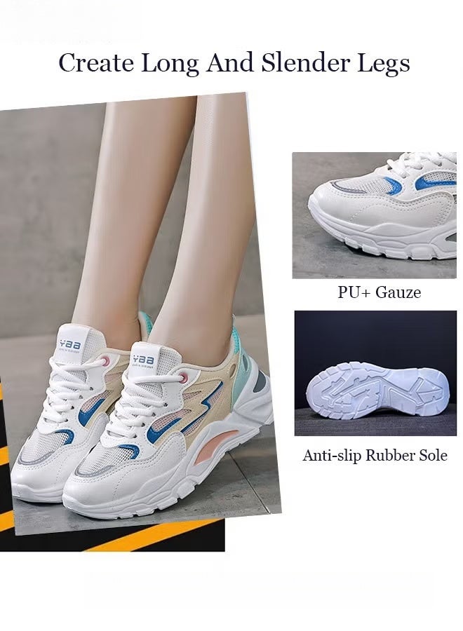 Women Stylish Chunky Sneakers, Lace up Non Slip Platform Shoes, Versatile Low Top Sneakers, Casual Comfy Sports Shoes for Ladies, Suitable for Daily Wear and Outdoor Activities - Image 5