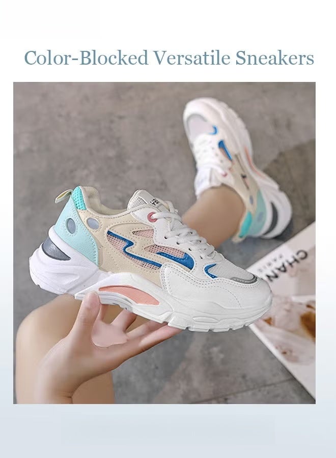 Women Stylish Chunky Sneakers, Lace up Non Slip Platform Shoes, Versatile Low Top Sneakers, Casual Comfy Sports Shoes for Ladies, Suitable for Daily Wear and Outdoor Activities - Image 4