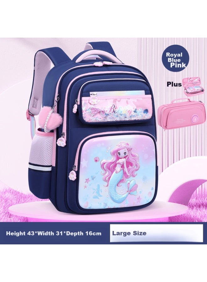 Bobdog Primary School Backpack For Girls Mermaid Design Ergonomic Lightweight Shoulder Bag For Grades 1-6