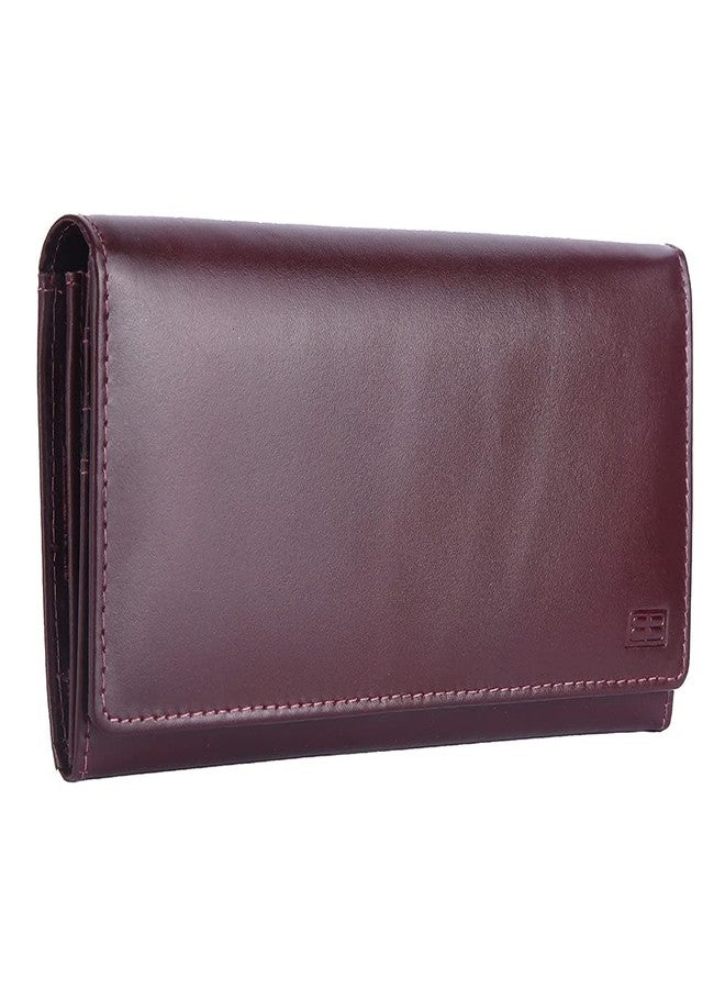 Brooklyn Bridge® Genuine leather Clutch Wallet For Women Accordion Purse With Coin Chain Pocket And Two ID Window (Smooth Leather + , SMOOTH RED 2) - Image 1