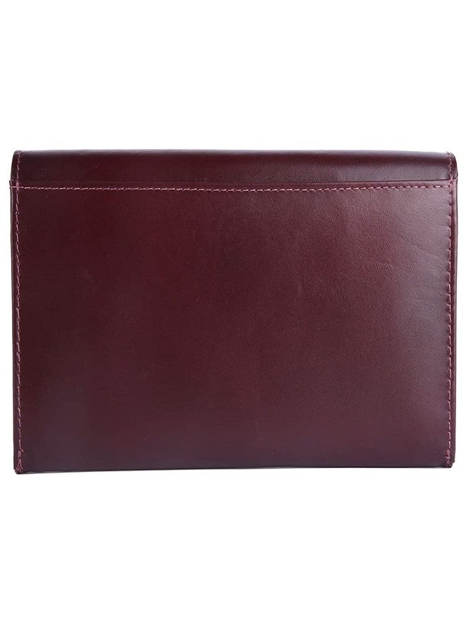 Brooklyn Bridge® Genuine leather Clutch Wallet For Women Accordion Purse With Coin Chain Pocket And Two ID Window (Smooth Leather + , SMOOTH RED 2) - Image 4
