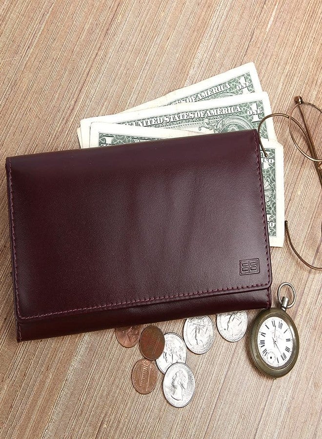 Brooklyn Bridge® Genuine leather Clutch Wallet For Women Accordion Purse With Coin Chain Pocket And Two ID Window (Smooth Leather + , SMOOTH RED 2) - Image 5