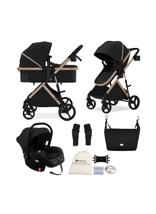 neobreez HEXA3X Convertible Baby Stroller, CarryCot, Bassinet Pram, i-Size CarSeat, UV And Waterproof Canopy, Present And Mum Bag, Toy Strap, Phone And 2-in-1 Cup Holder, Reflective Stickers, 0–4yrs(22kg),  3yrs Warranty  - Image 1