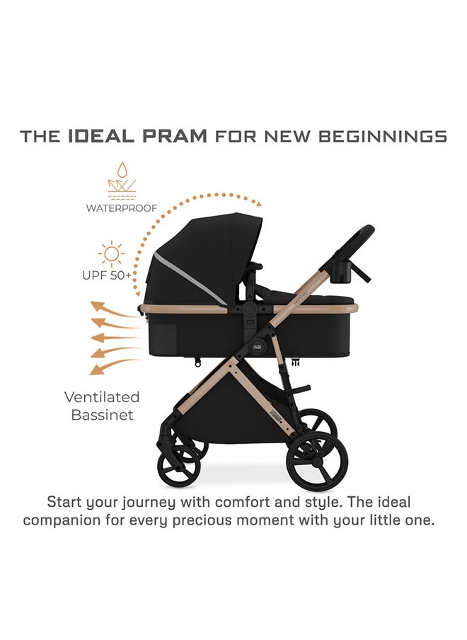 neobreez HEXA3X Convertible Baby Stroller, CarryCot, Bassinet Pram, i-Size CarSeat, UV And Waterproof Canopy, Present And Mum Bag, Toy Strap, Phone And 2-in-1 Cup Holder, Reflective Stickers, 0–4yrs(22kg),  3yrs Warranty  - Image 3