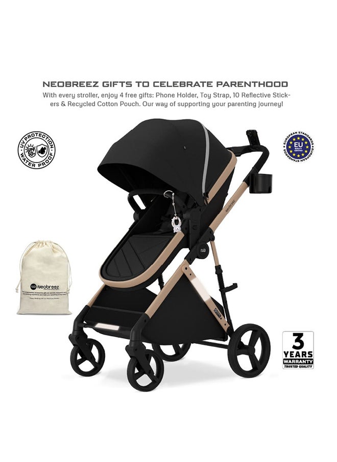neobreez HEXA3X Convertible Baby Stroller, CarryCot, Bassinet Pram, i-Size CarSeat, UV And Waterproof Canopy, Present And Mum Bag, Toy Strap, Phone And 2-in-1 Cup Holder, Reflective Stickers, 0–4yrs(22kg),  3yrs Warranty  - Image 2