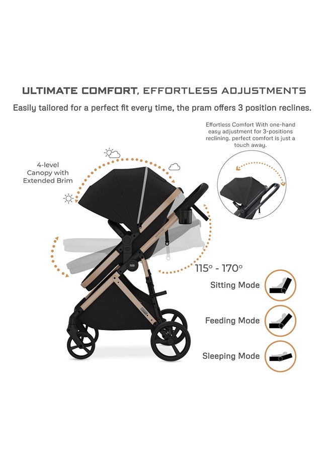 neobreez HEXA3X Convertible Baby Stroller, CarryCot, Bassinet Pram, i-Size CarSeat, UV And Waterproof Canopy, Present And Mum Bag, Toy Strap, Phone And 2-in-1 Cup Holder, Reflective Stickers, 0–4yrs(22kg),  3yrs Warranty  - Image 4