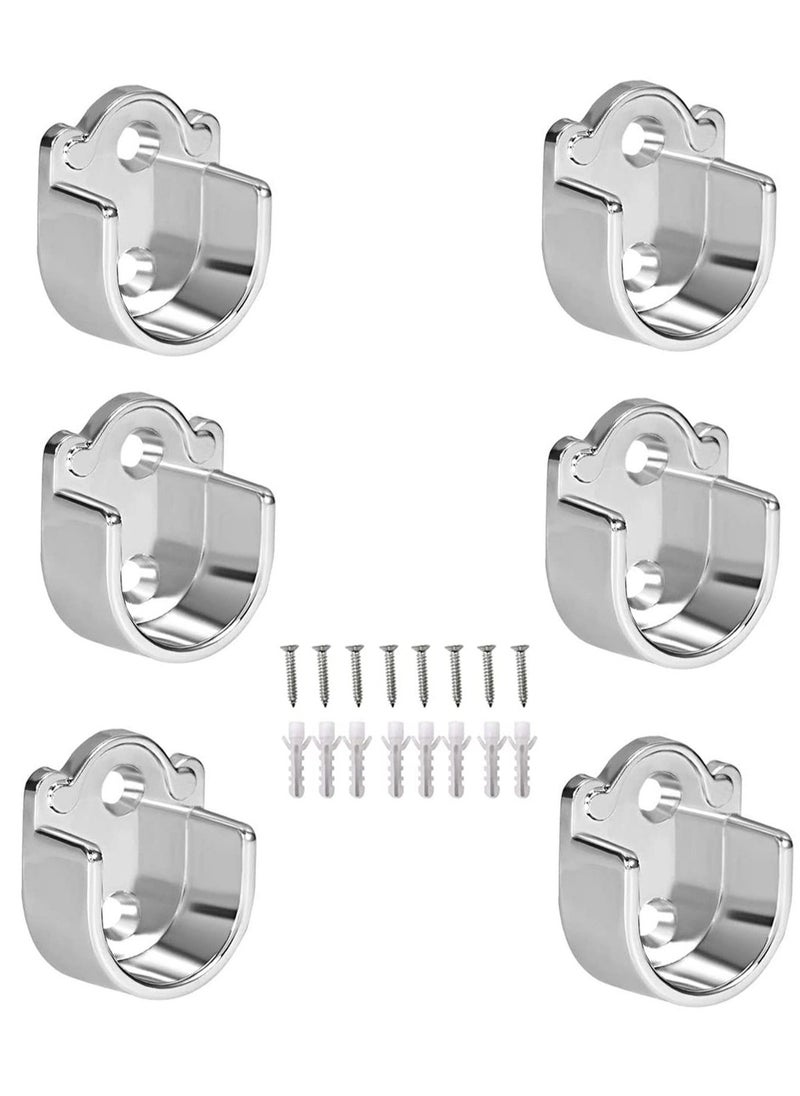 Excefore - Closet Rod End Support, 8 Pcs Stainless Steel Heavy Duty Closet Pole Sockets, Flange Rod Holder with Screws, Easy Installation Or Quick Removal Shower Curtain Hanging Tube Rod Bracket, 19mm - Image 1