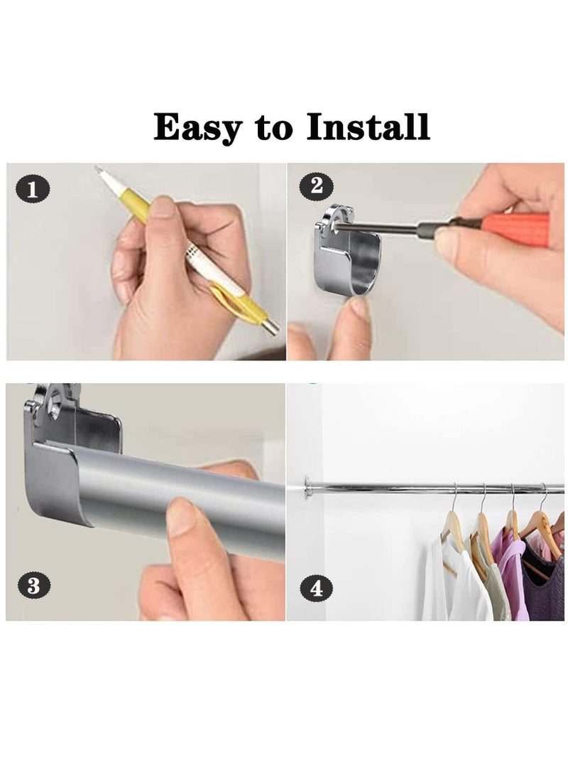 Excefore - Closet Rod End Support, 8 Pcs Stainless Steel Heavy Duty Closet Pole Sockets, Flange Rod Holder with Screws, Easy Installation Or Quick Removal Shower Curtain Hanging Tube Rod Bracket, 19mm - Image 1